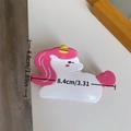 Pink and white unicorn acetate hair claw clip for women, size 8.4cm by 4.8cm - Small Horse Claw Clip (length 8.4cm Width 4.8cm Weight 25g)