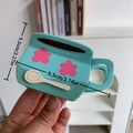 Pinza per capelli a tazza di caffè verde menta con fiori rosa e accessorio cucchiaio - 9,5 cm x 5,5 cm / Stile Tazza da Caffè Verde Germano Reale