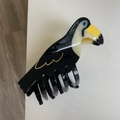 Einzigartige bunte Tukan-Vogel Haarklammer aus geschichtetem Acetat-Material - Schwarzer Tukan / 11.5cm