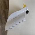 Kreative Haarklammer in Vogelform aus Acetat mit gelber Haube und weißem Papagei-Design - Großer Weißer Kakadu / 13x4.5cm