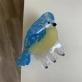 Bird shaped acetate hair claw clip with blue marble back and yellow belly detail - Blue Tit