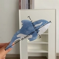 Orca shaped sky blue and white marble acetate hair claw clip for thick hair accessory - Light Blue Shark