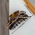 Pinza para el pelo con lazo de leopardo y acabado de carey ambarino de 9,3cm - Grande / Pinza Lazo Leopardo Oscuro