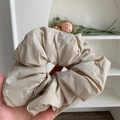 Chic beige oversized pleated scrunchie with fluffy texture for elegant hairstyles - Off-white Pleated Scrunchie