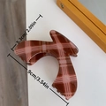Pinza per capelli a quadretti rosa e marroni, finitura lucida, lunghezza 9 cm - Quadretti Forma ad Arco (9cmx5.3cm)