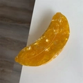 Cute yellow banana shaped acetate hair claw clip with amber texture for women - Banana Claw Clip