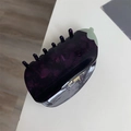 Cute eggplant shaped acetate hair claw clip with purple marble pattern and green stem - Eggplant Hair Claw