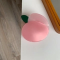 Pince à cheveux pêche mignonne en acétate rose avec feuille verte pour un style doux - Pince à cheveux pêche
