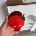 Pince à cheveux mignonne en forme de pomme rouge en acétate avec feuille verte - Pince Requin Pomme Rouge