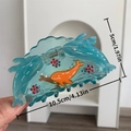 Blue dolphin acetate shark hair claw with orange whale patterns and red rhinestones - Transparent Blue Whale Claw Clip (10.5x5cm)