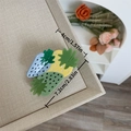 Medium strawberry claw clip with colorful blue, yellow, and green fruit designs, 7.2cm length - Yellow Blue Green Strawberry