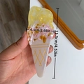 Ice cream cone acetate hair claw clip with pink and yellow marble texture and gold lines - 11.5cm x 4.5cm