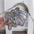 Ocean series shell hair claw with star and pearl details, 8.5cm acetate shark clip - 8.5cm x 6cm / Gray