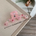 Pink floral shark hair claw with rhinestones 11.5cm length for women styling - Pink Wave Style