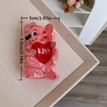 Pinza per capelli a forma di orso rosa con dettaglio cuore KISS e finitura glitter - Pinza Rosa KISS (9.5cm x 5cm 32.5g)