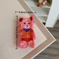 Pinza per capelli a forma di orso rosa con trama effetto ghiaccio e misure - Pinza Orso Rosa con Sciarpa (9cm x 4.8cm 30g)