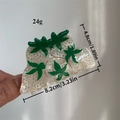 Pinza per capelli media in acetato bianco perla con dettagli di foglie verdi - Fragola Bianca
