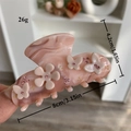 Pince à cheveux en acétate marbré rose avec fleurs 3D et détails papillon, taille 8cm - Pince à Cheveux Fleur Rose