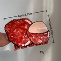 Pinza per capelli in acetato a forma di litchi con finitura perlata rossa da 8 cm - Stile Rambutan Aperto