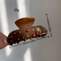 Pince à cheveux élégante en acétate ambré avec relief cœur rouge et cerises - Pince à Cheveux Petite Fleur 3D