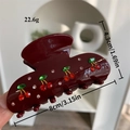 Eleganter weinroter Haarklammer mit Kristall-Kirschmotiv, Länge 8cm und Gewicht 22,6g - Kirschrote Haarklammer