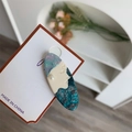 Fermaglio per capelli vintage ovale con trama marmorea e rilievo ritratto con perla - Stile Ritratto Blu Scuro