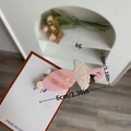 Regenschirm-Haarspange aus Acetat in Pink und Creme mit Glitzer-Finish, 6 cm - Rosa Regenschirm Stil