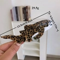Pince à cheveux requin à motif léopard en acétate, mesurant 13,5 cm de long pour femme - Style Requin Léopard Café