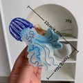 Pinza per capelli a medusa in acetato nei toni del blu profondo e bianco perlato - Medusa a Righe Verticali Blu