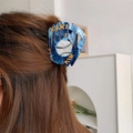 Blue marble acetate baseball glove hair claw clip with ball detail for women - Blue Baseball Glove