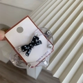 Sparkling crystal heart hair clip with polka dot bow on white display card - Polka Dot Bow