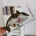 Pince à cheveux requin en acétate marron avec motif d'encre et taille de 12,8 cm - Requin Gris avec Dents