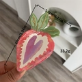 Rosafarbene herzförmige Erdbeer-Haarklammer aus Acetat-Material mit Marmortextur - Rosa Erdbeere Haarkralle