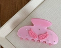 Rosafarbene Haarspange in Flügelform aus Acetat mit Kristallen und Perlmutt-Effekt - 7,8 cm x 4,5 cm / Rosa Flügel-Haarkralle