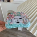 Künstlerische Sonnen-Göttin Mond Haarklammer mit Stern- und Planetenmuster in Pastell - Rosa + Blau
