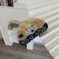 Künstlerische Haarklammer aus Acetat mit Sonnen- und Mondmotiven im Sternendesign - Beige Grau