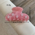 Pink marble acetate hair claw with white pearl flower motifs and a 7.8cm medium size - Pink Pearl Flower Hair Claw (7.8cm x 4.3cm 21.5g)