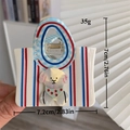 Sweet acetate handbag-shaped hair claw with a cute white dog and red-blue stripes - Plaid Dog Style