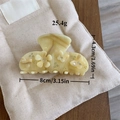 Elegant beige marble acetate hair claw clip with floral rhinestone details and 8cm width - Solid Color Old Money Style (G1-010) / 8cm x 4.3cm / Creamy Yellow Marble