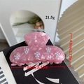 Pinza per capelli in acetato rosa marmorizzato con fiore di perle e misura 8cm - Pinza Fiore Perla Rosa / Rosa