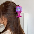 Acetate hair claw clip in purple wine glass shape with grape patterns for women hair styling - Purple Wine Glass (L 9.5cm W 5cm Weight 26g)