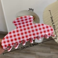 Elegante pinza per capelli in acetato a quadretti rossi e bianchi da donna, 10 cm - Quadretti Rossi
