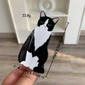 Zwart-witte cartoon kat haarklem van acetaat met groene ogen voor dames haarsieraden - Zwart-witte Kat