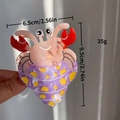 Creative crab-shaped hair claw clip in pink and purple with colorful polka dot details - Purple Yellow Polka Dot Claw Clip