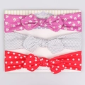 3-pack floral and polka dot baby bow headbands for girls made of stretchy fabric - Floral Polka Dot Red Style (1)