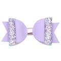 Light purple glitter leather hair bow with sequin layers for girls party accessory - Litchi Texture Splicing Sequin Bow Hair Clip / Purple