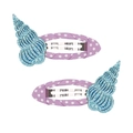 Set di 2 mollette per capelli a conchiglia con tessuto a pois viola e glitter blu - Stile Conchiglia