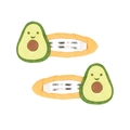 Set mollette per capelli avocado glitterate con viso carino e base in tessuto giallo - Stile Avocado