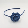 Dunkelblauer Denim-Rosen-Haarreif mit handgefertigten Stoffblüten für Mädchen und Damen - Dunkelblaues Stirnband