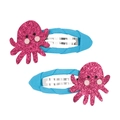 Dettagli delle clip per capelli a polpo glitter rosa con nastro blu per bambini - Stile Polpo